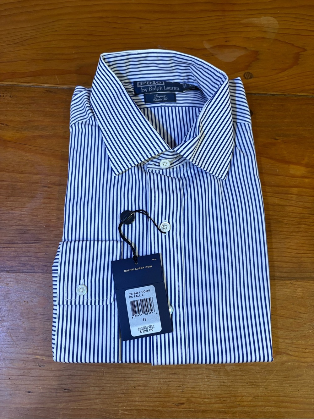 Polo By Ralph Lauren Regent Classic Fit L/S Shirt Blue Stripe 17-43 NWT